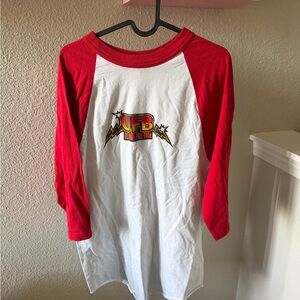Rare Y2K Ultimate Fakebook Red and White Medium Raglan Band Tee